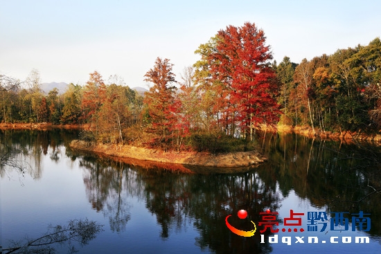 貴州省貞豐縣國家級水利風景名勝區(qū)三岔河楓林盡染，美不勝收�！√浦賻V攝.jpg